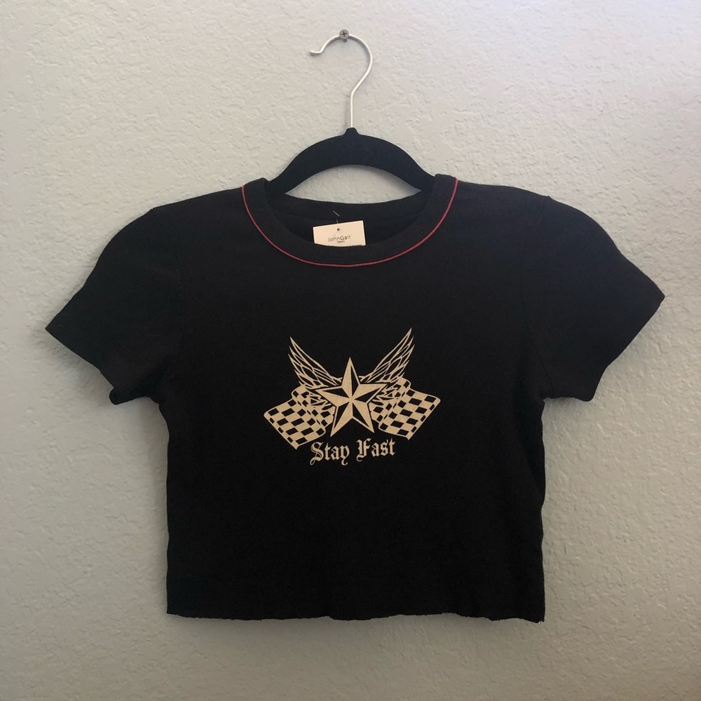 Brandy Melville stay fast flag crop top